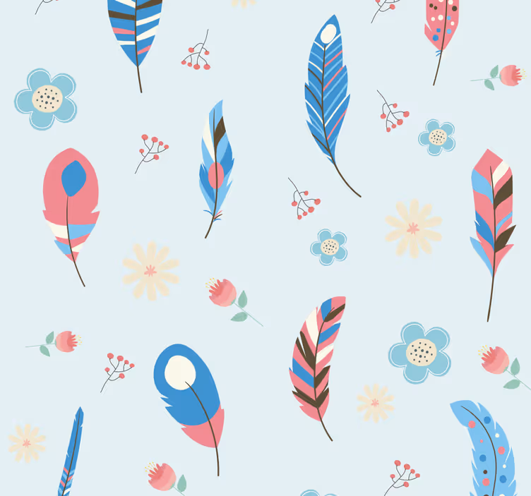 Bohemian Feather Motif wallpaper teenage bedroom - TenStickers