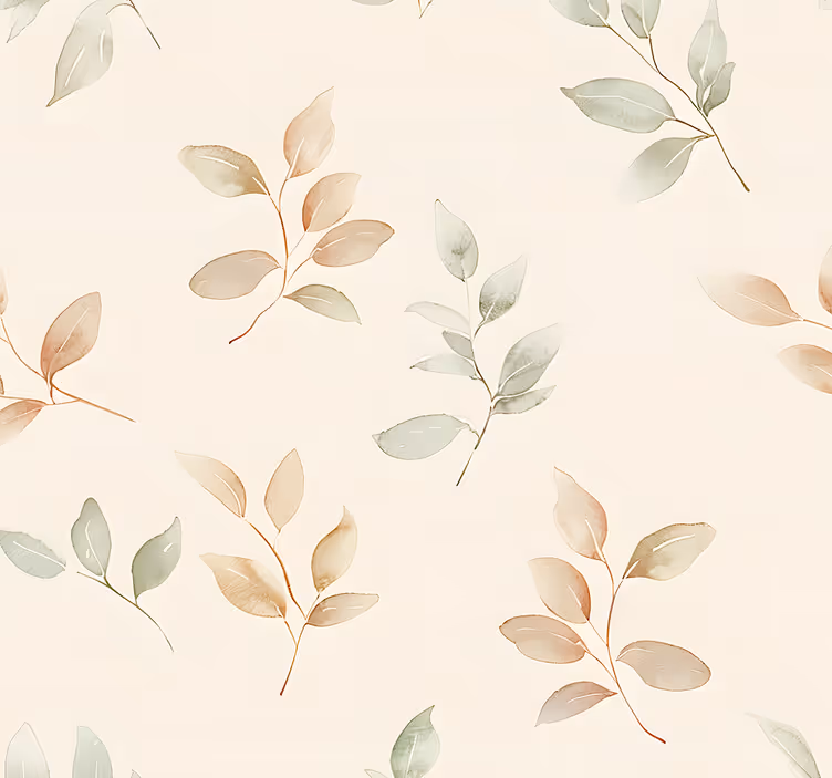 Beige leaves design entrance wallpaper - TenStickers