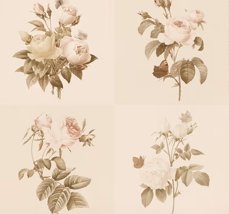 Floral tiles design entrance wallpaper - TenStickers