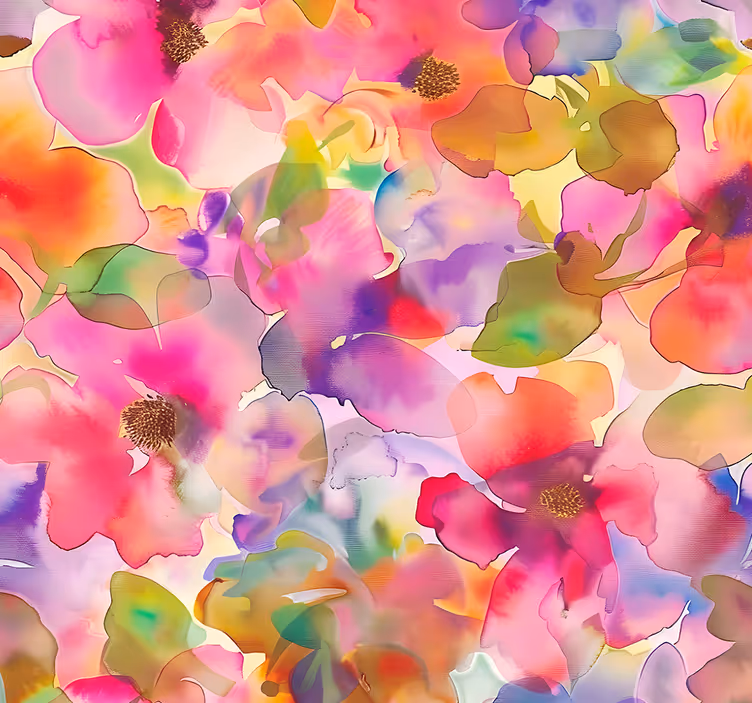 Multicolor flowers design entrance wallpaper - TenStickers