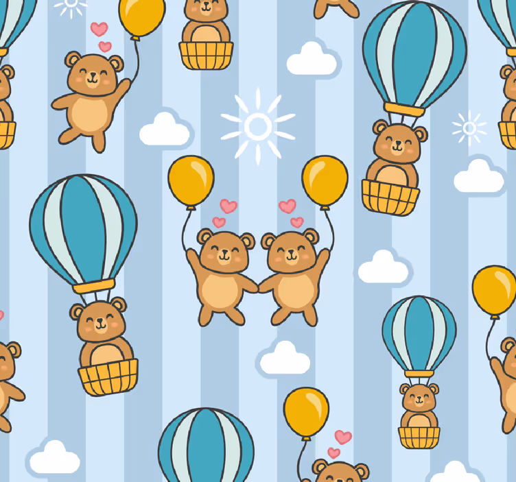 Balloon Teddies nursery room wallpaper - TenStickers