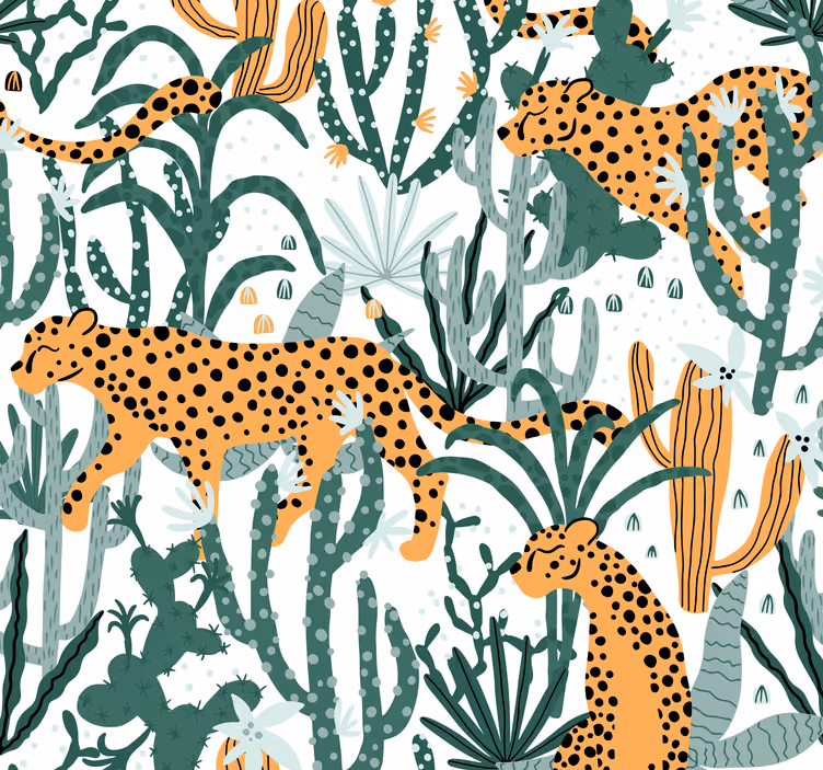 Prowling Jaguar jungle toile Classic wallpaper - TenStickers