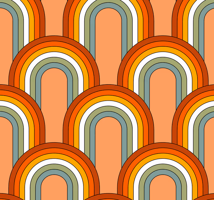 Rainbow like 70s' pattern retro wallpaper - TenStickers