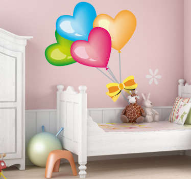 Coloured Heart Balloons Kids Sticker