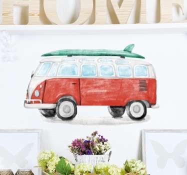 Watercolour VW Surf Van Sticker