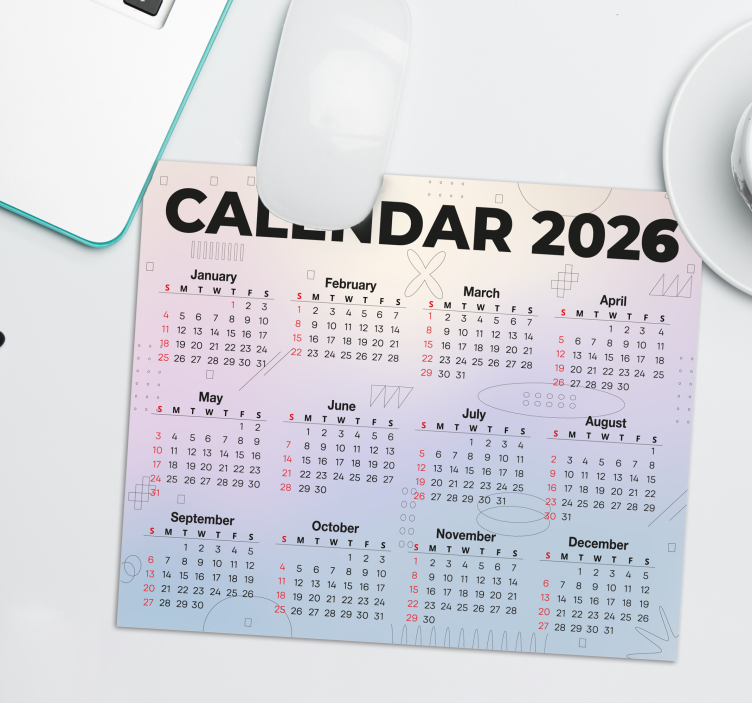 Mousepad calendar 2026 - TenStickers