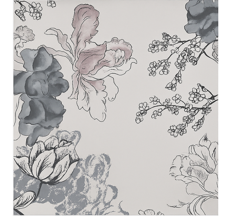 Grayscale watercolour fowers living room blind - TenStickers