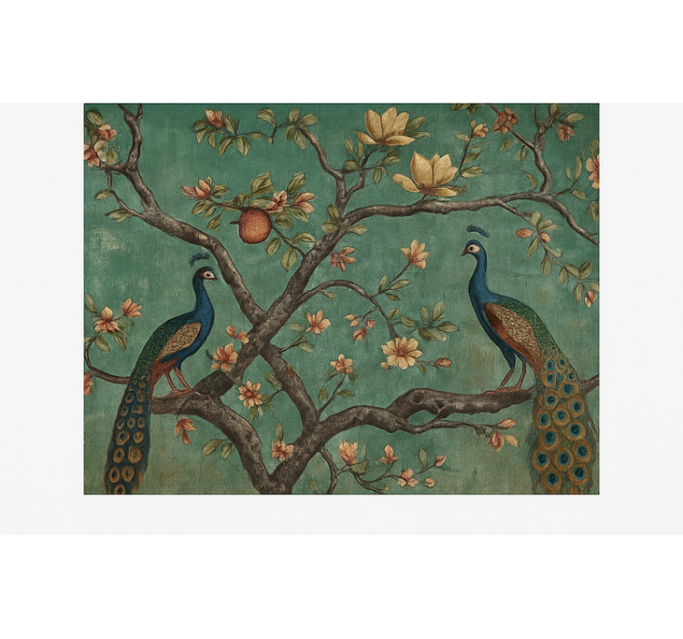 Ornate peacock tapestry living room blind - TenStickers