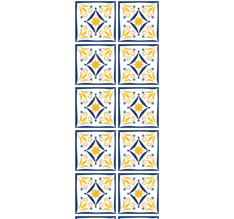 Blind kitchen with blue and yellow portuguese tile - TenStickers
