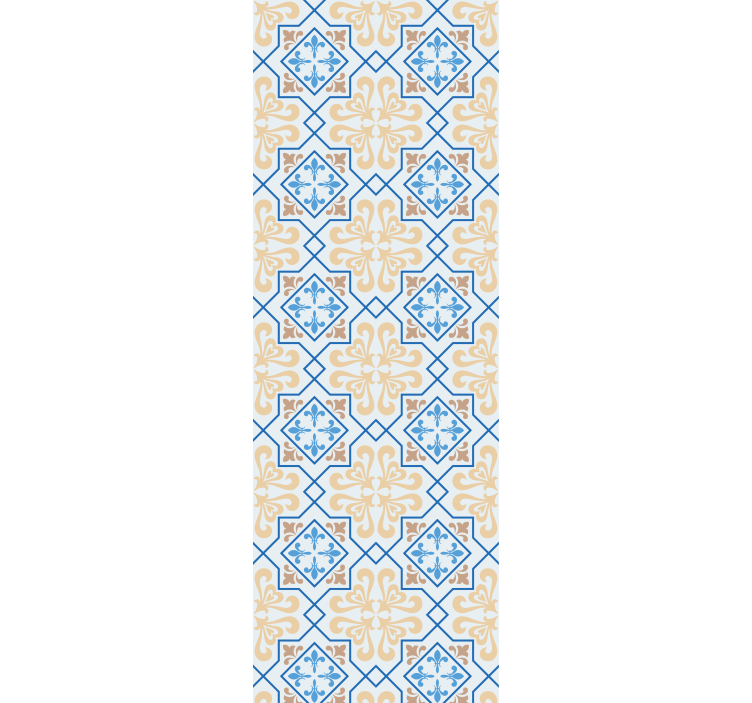 Blind kitchen portuguese tile pattern blue lines - TenStickers