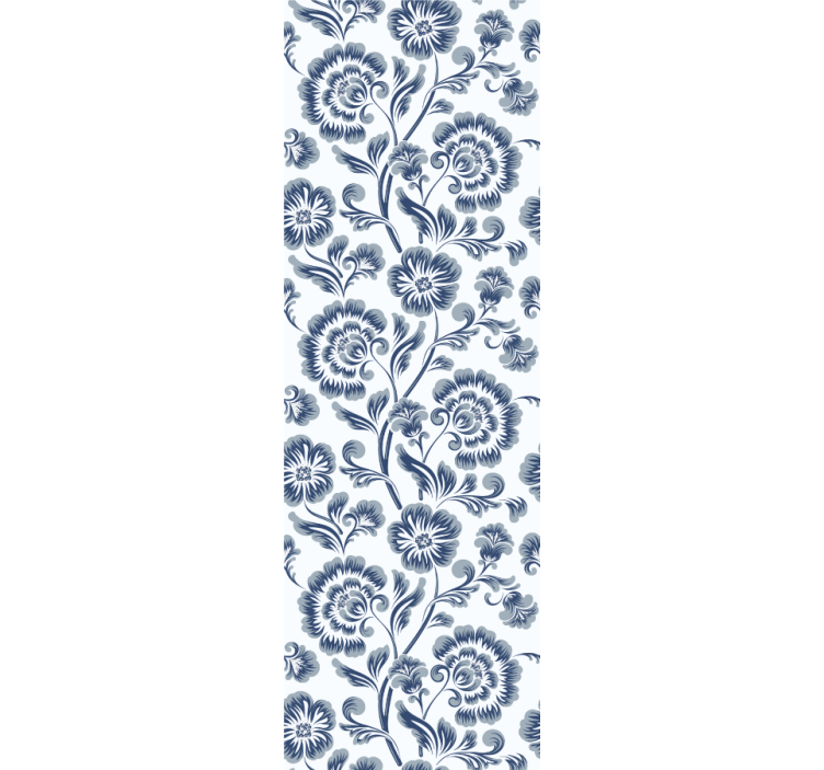 Dining room blind with blue flowers grandmillenial pattern - TenStickers