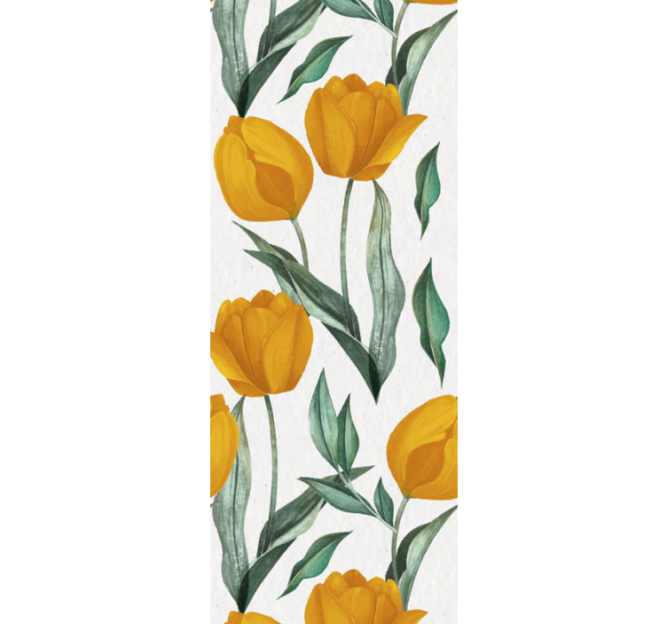 Dining room blind yellow tulip oil painting design - TenStickers