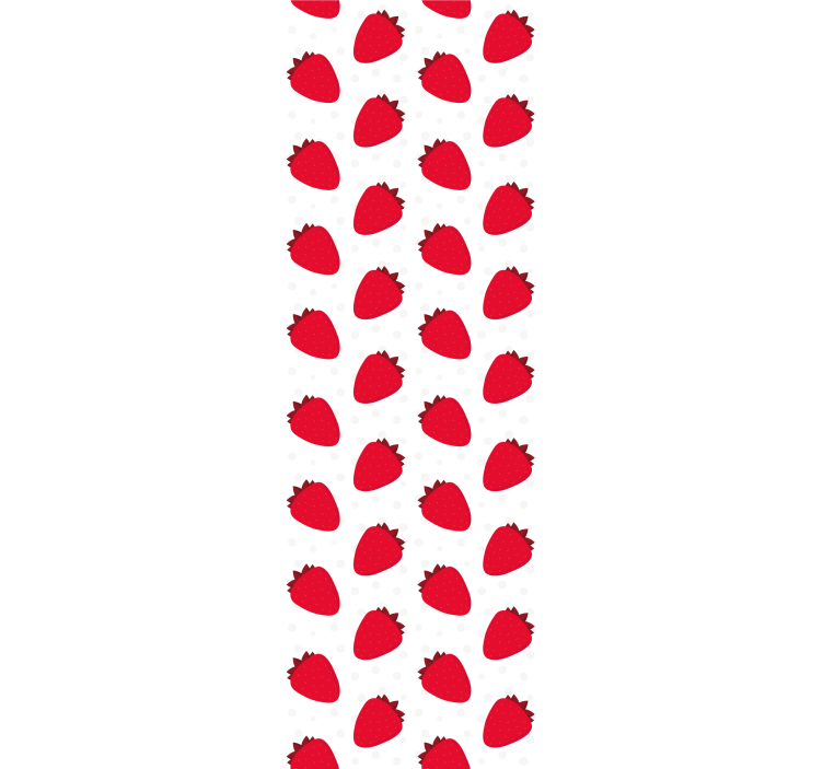 Dining room blind with red strawberry pattern on white - TenStickers