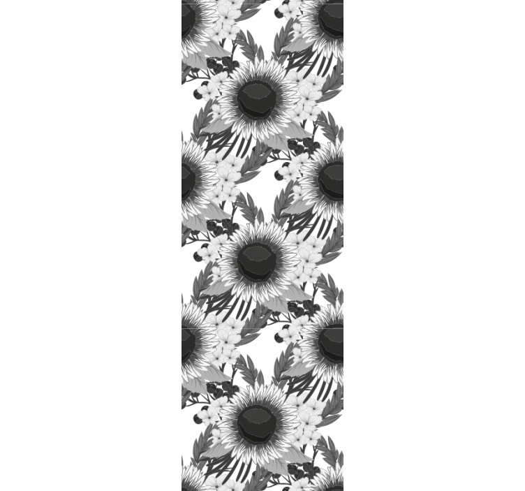 Dining room blind with black and white sunflowers - TenStickers