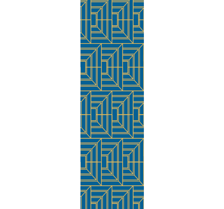 Dining room blind with gold lines on blue background - TenStickers