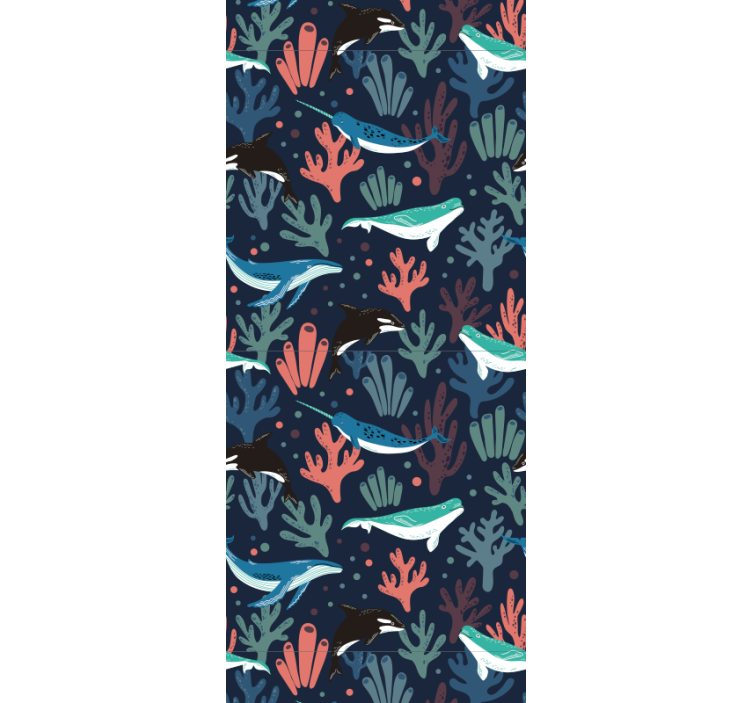 Blind children vibrant sea animals on blue background - TenStickers