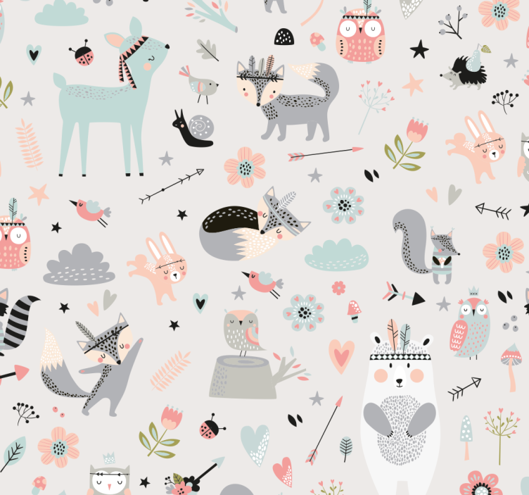 Blind children nordic style pink forest - TenStickers