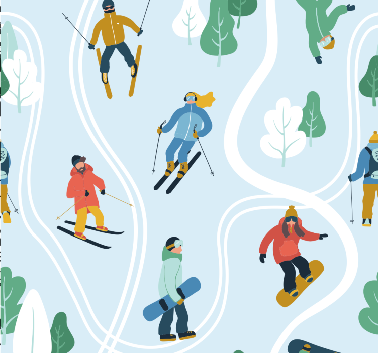 Blind teens blue skiing sport - TenStickers