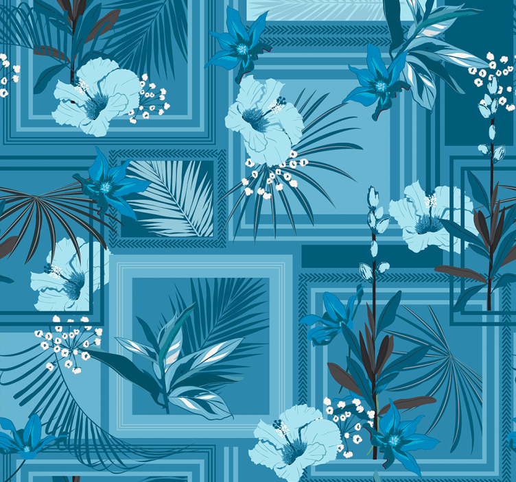 Blue floral bathroom blind - TenStickers