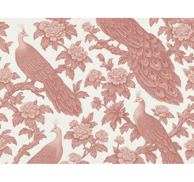 Blind pink textile pink peacocks pattern - TenStickers