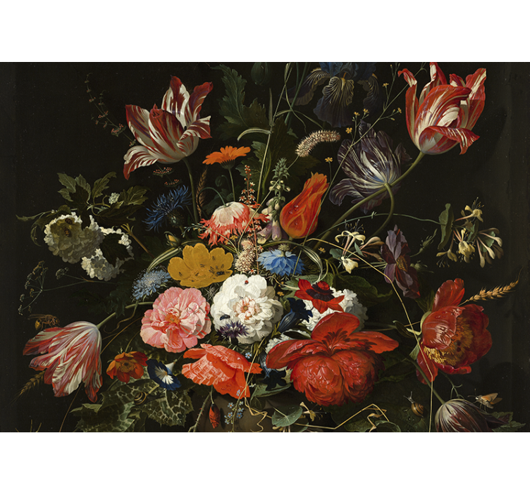 Blind kitchen red blue and white flowers painting - TenStickers