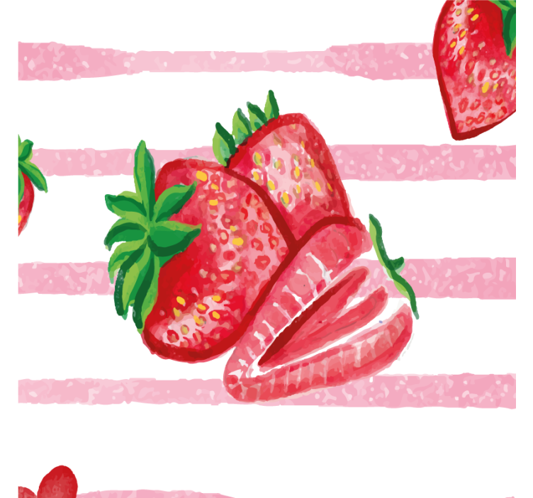 Blind kitchen seamless strawberries on striped background - TenStickers