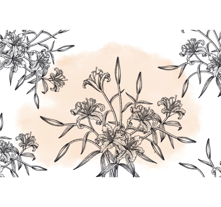 White window blind with lily mural wallpaper - TenStickers