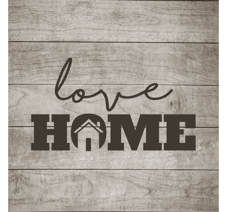 Living room blind love home on gray wood plank 2 - TenStickers