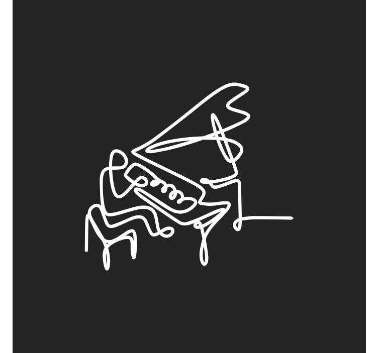 Living room blind with cute pianist lineart design - TenStickers