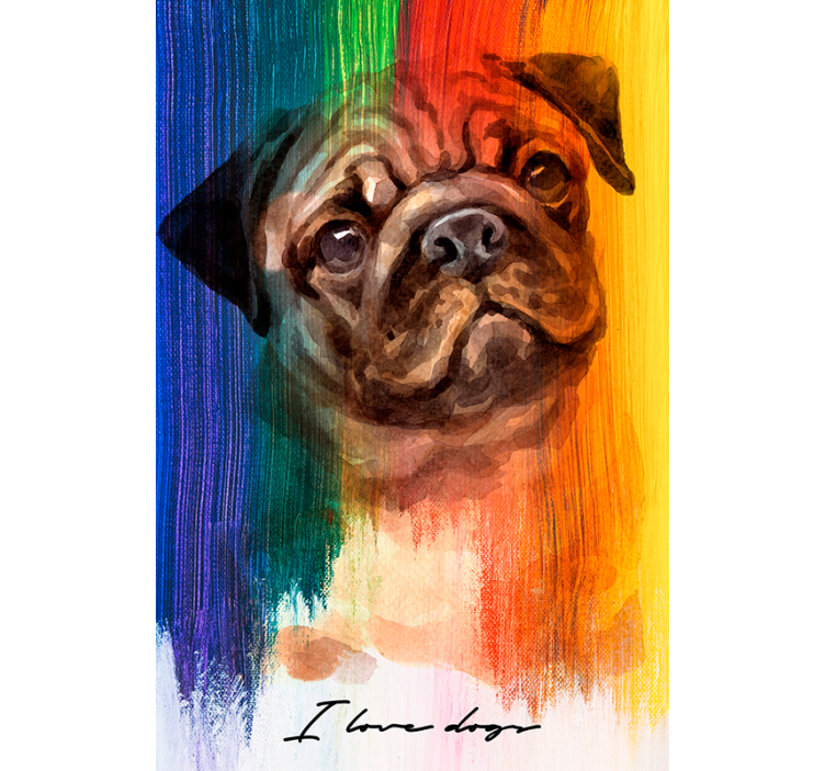 Living room blind rainbow pug - TenStickers