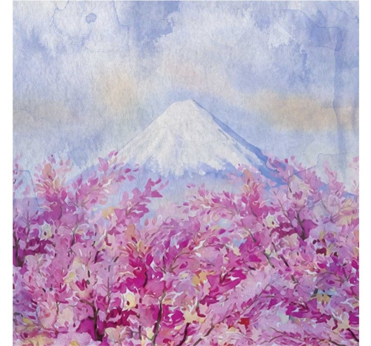 Living room blind cherry blossom landscape - TenStickers