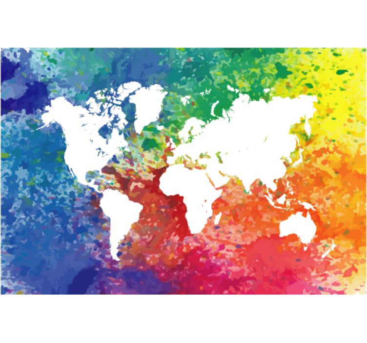 Living room blind artistic colorful silhouette worldmap - TenStickers