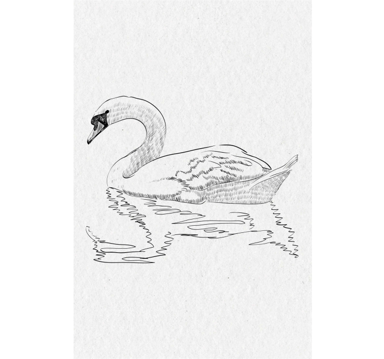 Living room blind sketch swan - TenStickers