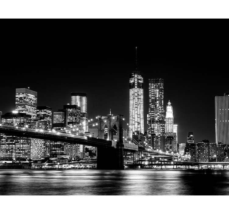 Black roller blind east river new york mural - TenStickers