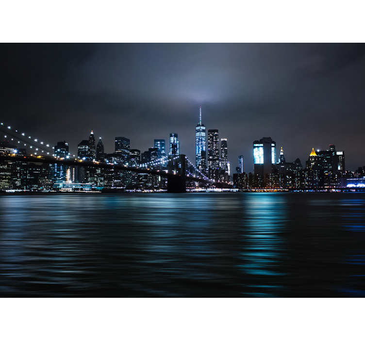 Black roller blind urban night view - TenStickers