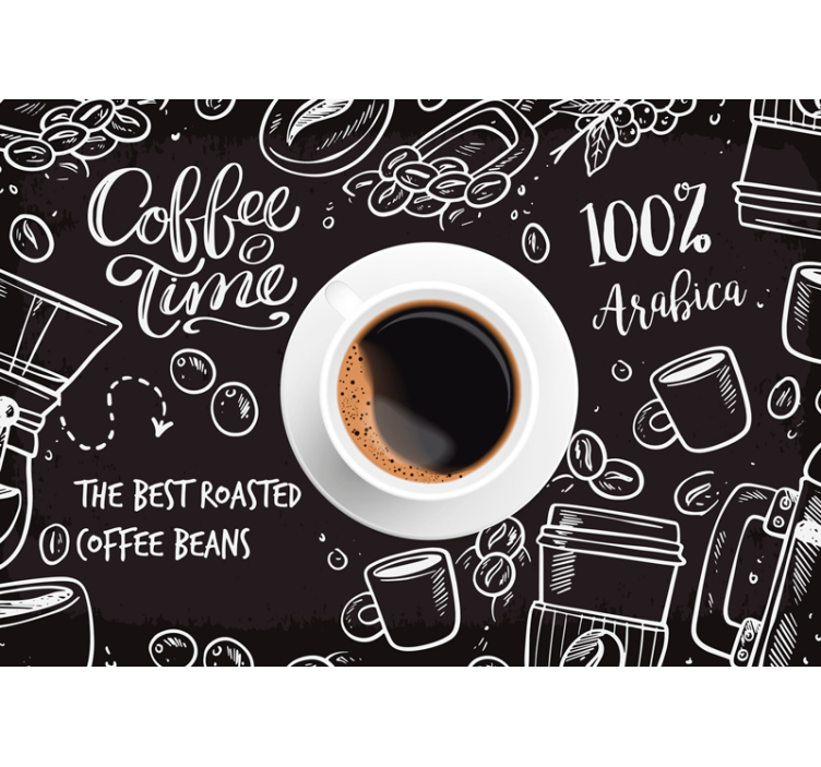 Black roller blind coffee break designs - TenStickers