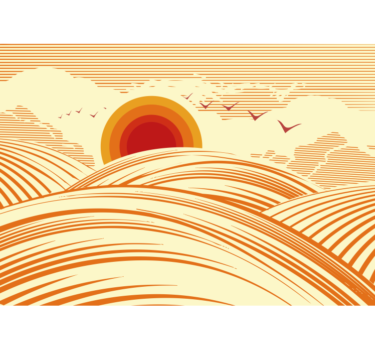Living room blind with 70s landscape design - TenStickers