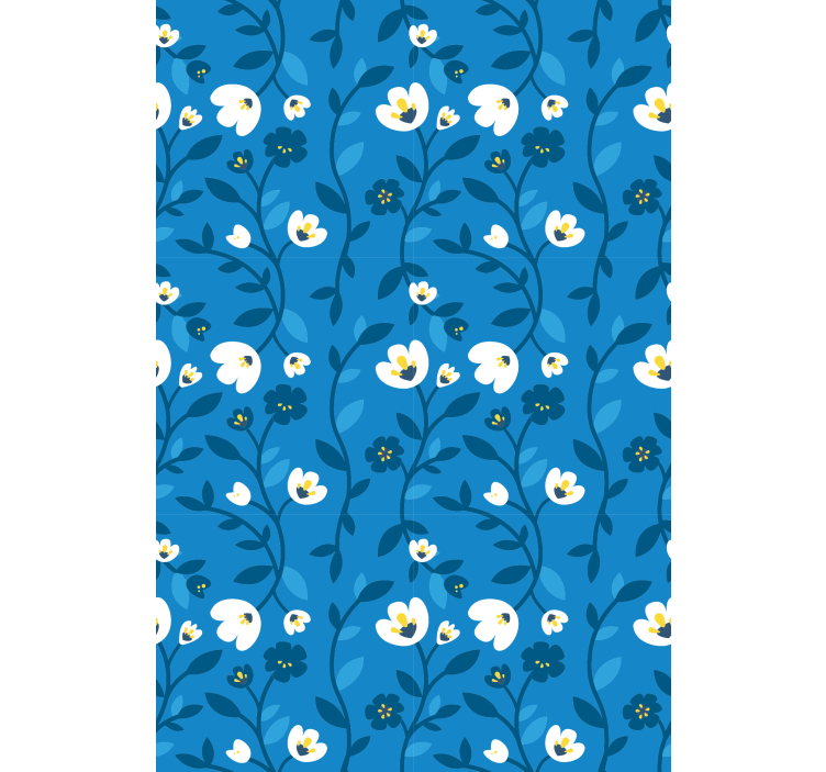 Blue ascending theme blind flowers and plants - TenStickers