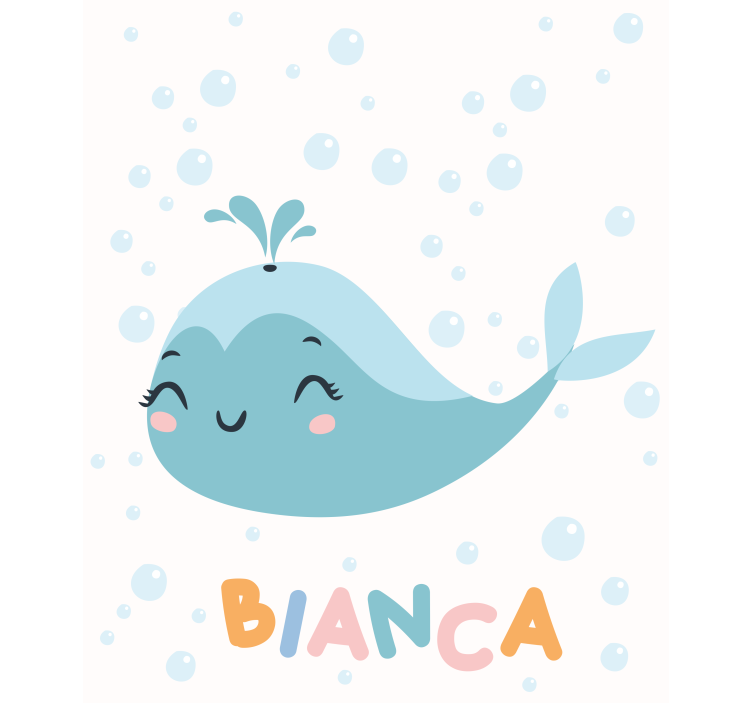 Happy whale with name Blind painting - TenStickers