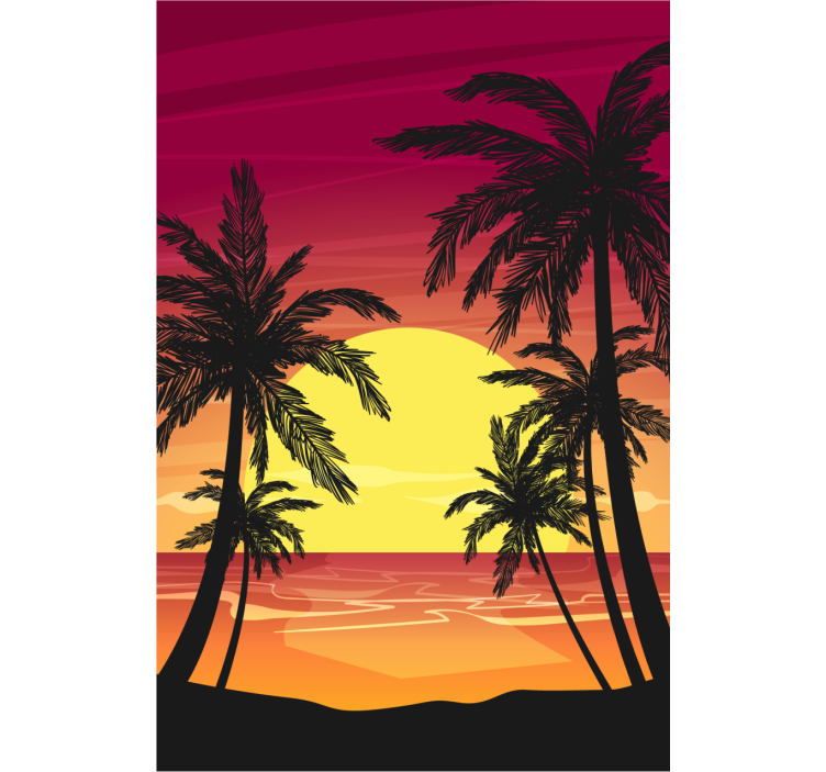 Palm Sunset Scene tree blind - TenStickers