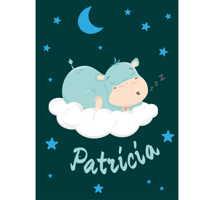 Hippo blue stars Custom printed window shade - TenStickers