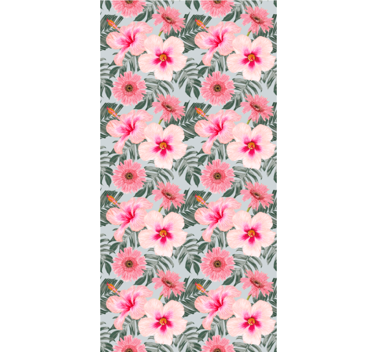 Hibiscus and flowers living room blind - TenStickers
