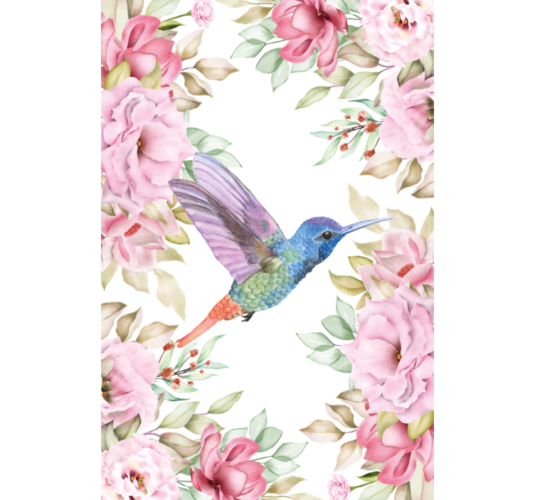 Hummingbird Among Roses blind flowers and plants - TenStickers