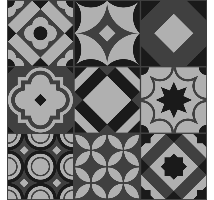 black tiles Kitchen blind - TenStickers