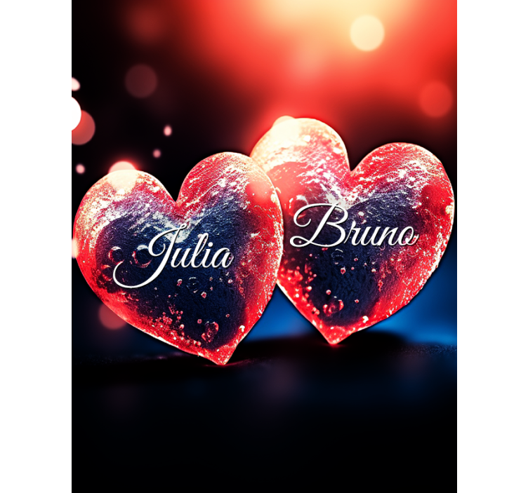 hearts with name Custom printed window shade - TenStickers