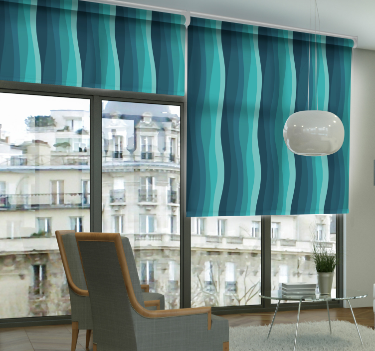 Wavy blue pattern living room blind - TenStickers