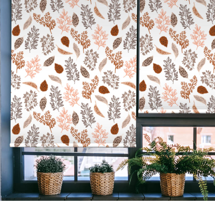 Autumn brown pattern blind flowers and plants - TenStickers