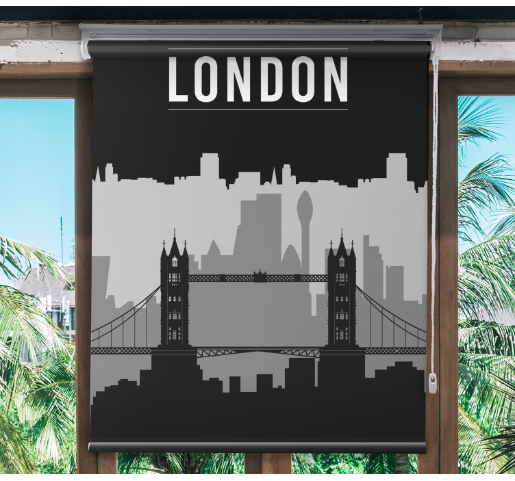 Black and gray London skyline Blind painting - TenStickers