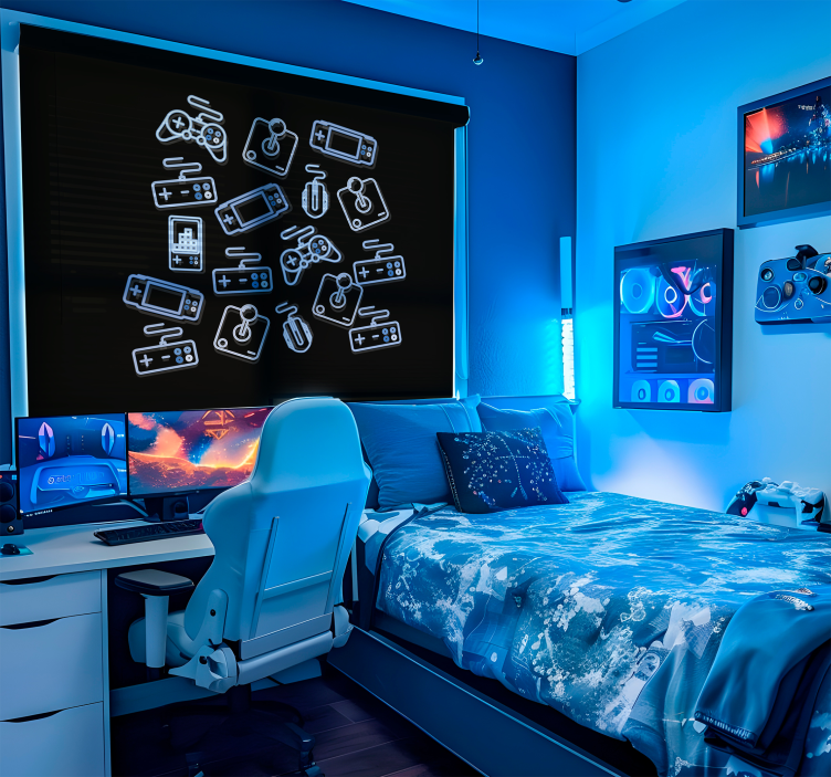 Blue controls Geek blind - TenStickers