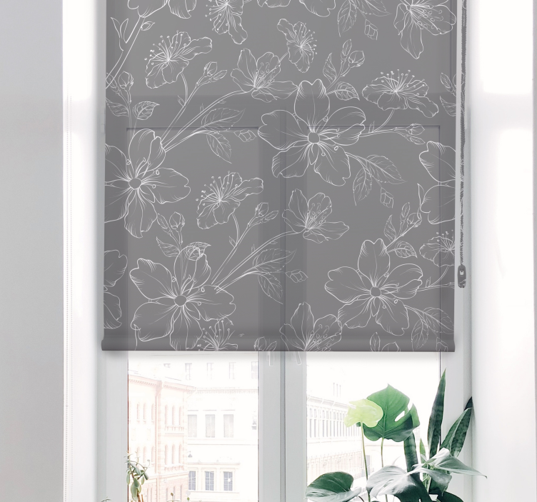 Botanical Line Art floral roller blind - TenStickers